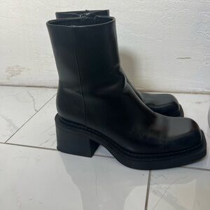 Zara Sleek Black Block Heel Boots